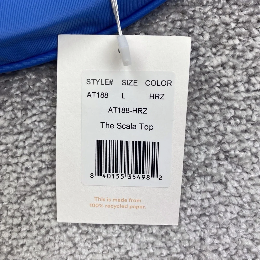 Andie The Scala Top Large Blue Bandeau V Neck Underwire Swimwear AT188-HRZ